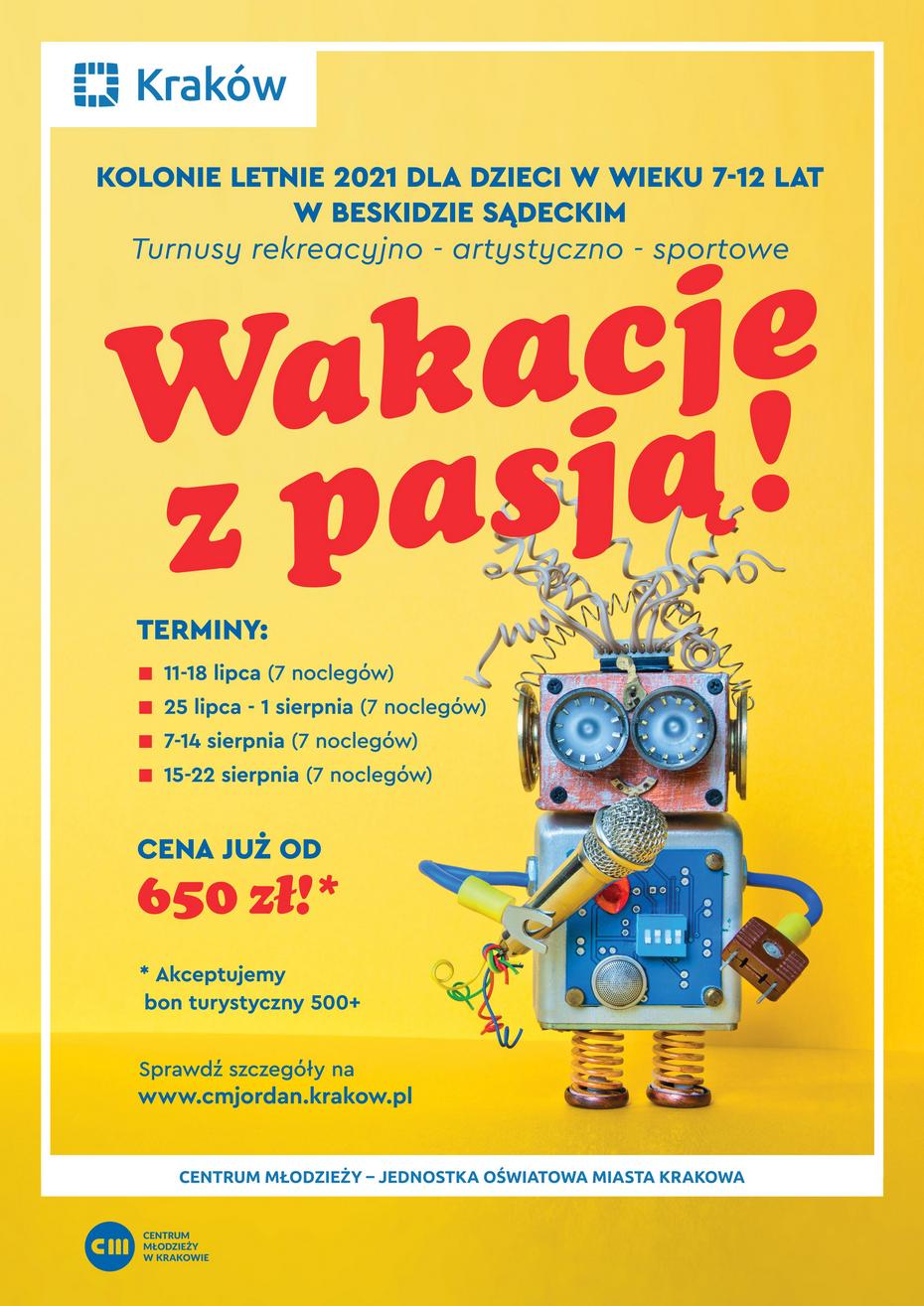 Kolonie letnie 2021! - plakat