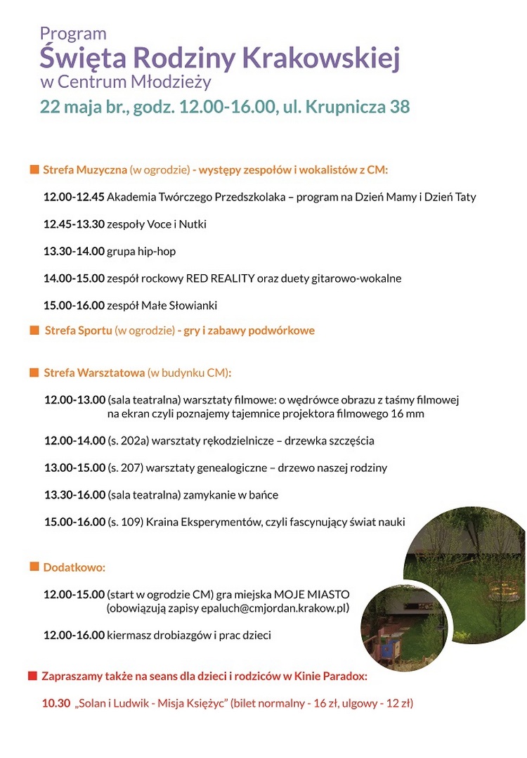 Święto Rodziny Krakowskiej w CM program