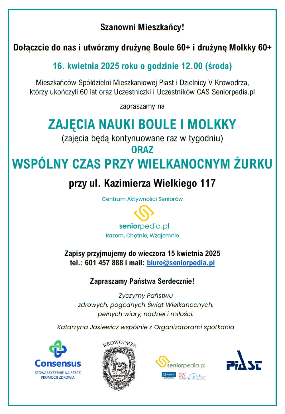 Plakat - 16 kwietnia 2025 Boule, Molkky i wielkanocny żurek