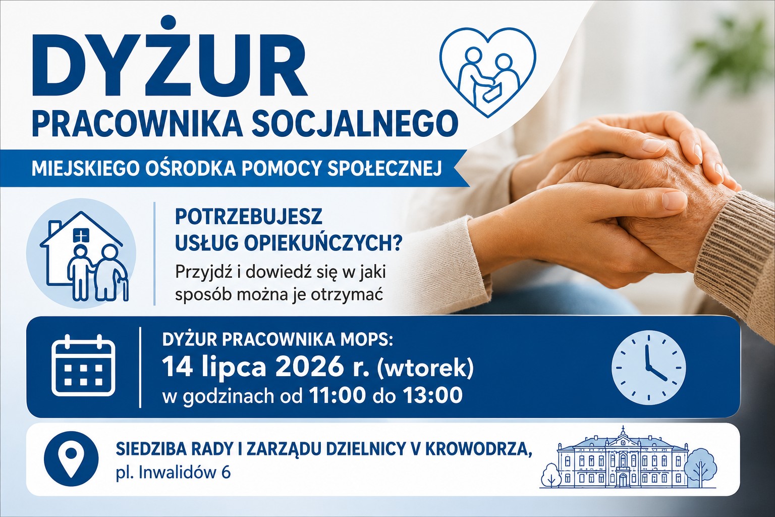 Baner: Dyżur Pracownika Socjalnego Miejskiego Ośrodka Pomocy Społecznej