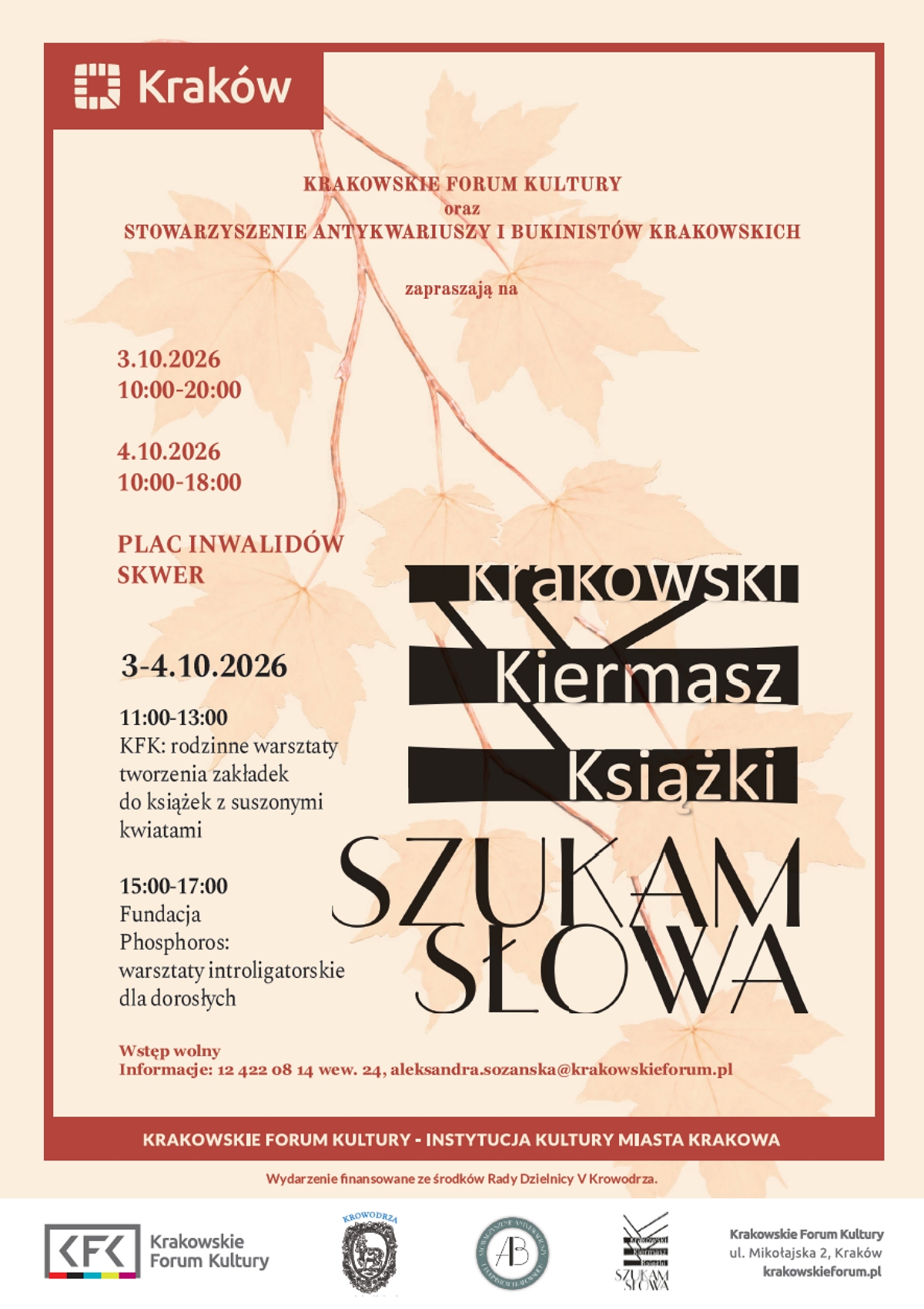 Baner: Krakowski Kiermasz Książki „Szukam słowa”