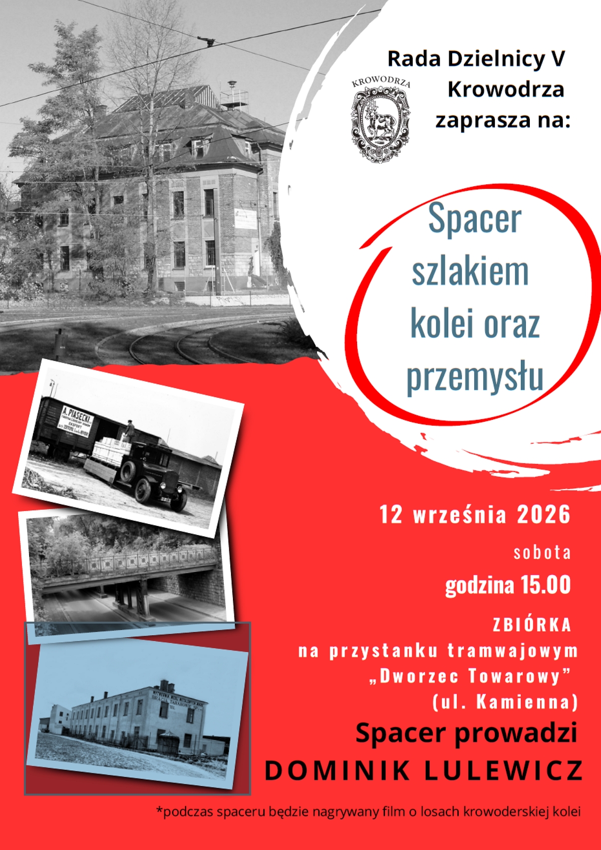 Plakat: Spacer śladami krowoderskiej kolei